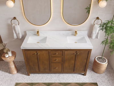 Chicago Teak 60 in. W x 22 in. D Double Sink Bathroom Vanity