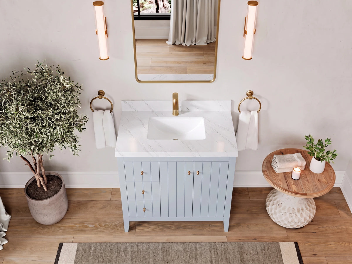 Atlanta 36 in. W x 22 in. D Center Sink Bathroom Vanity for Modern Elegant Bathrooms