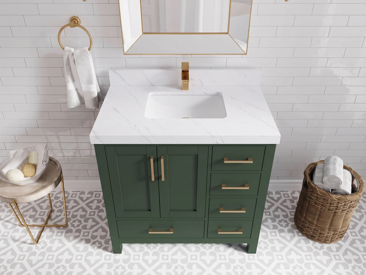 Malibu 36 in. W x 22 in. D Bathroom Vanity Center Sink