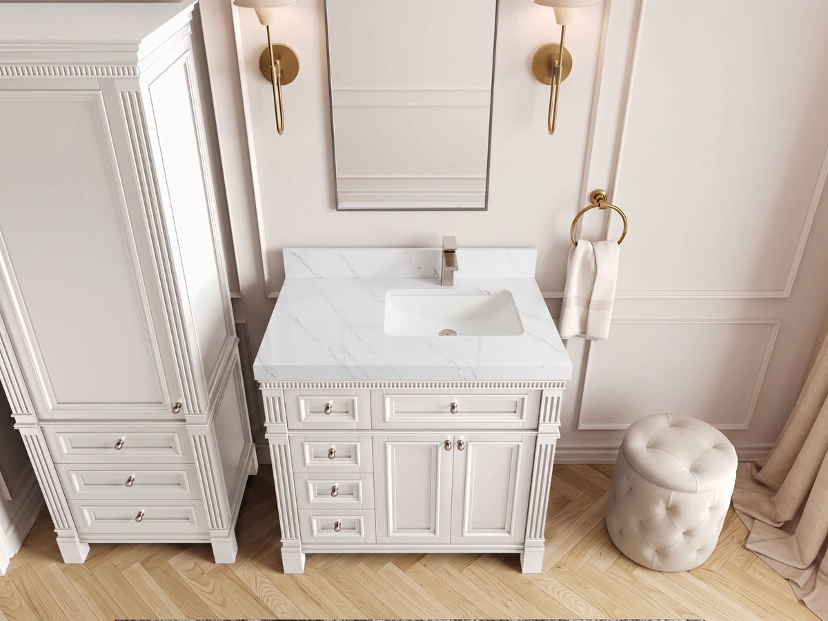 Paris 36 in. W x 22 in. D Right Offset Sink Bathroom Vanity