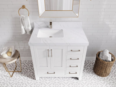 Malibu 36 in. W x 22 in. D Left Offset Sink Bathroom Vanity