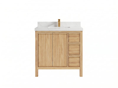Elizabeth Teak Wood 36 in. W x 22 in. D Center Sink Bathroom Vanity