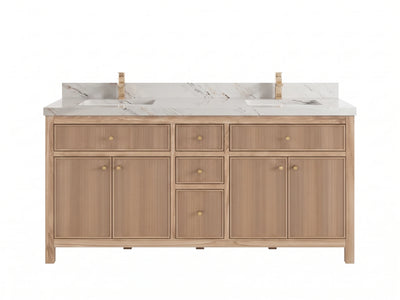 Sonoma Reeded Teak Wood 60 in. W x 22 in. D Double Sink Bathroom Vanity
