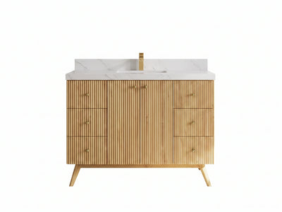 Pasadena Teak Wood 48 in. W x 22 in. D Single Sink Bathroom Vanity
