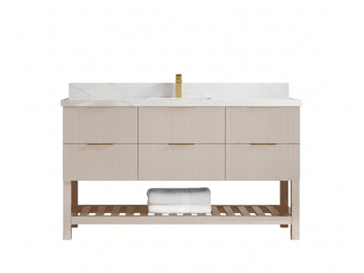 Catalina 60 in W x 22 in D Free Standing Reeded Single Sink Bathroom Vanity