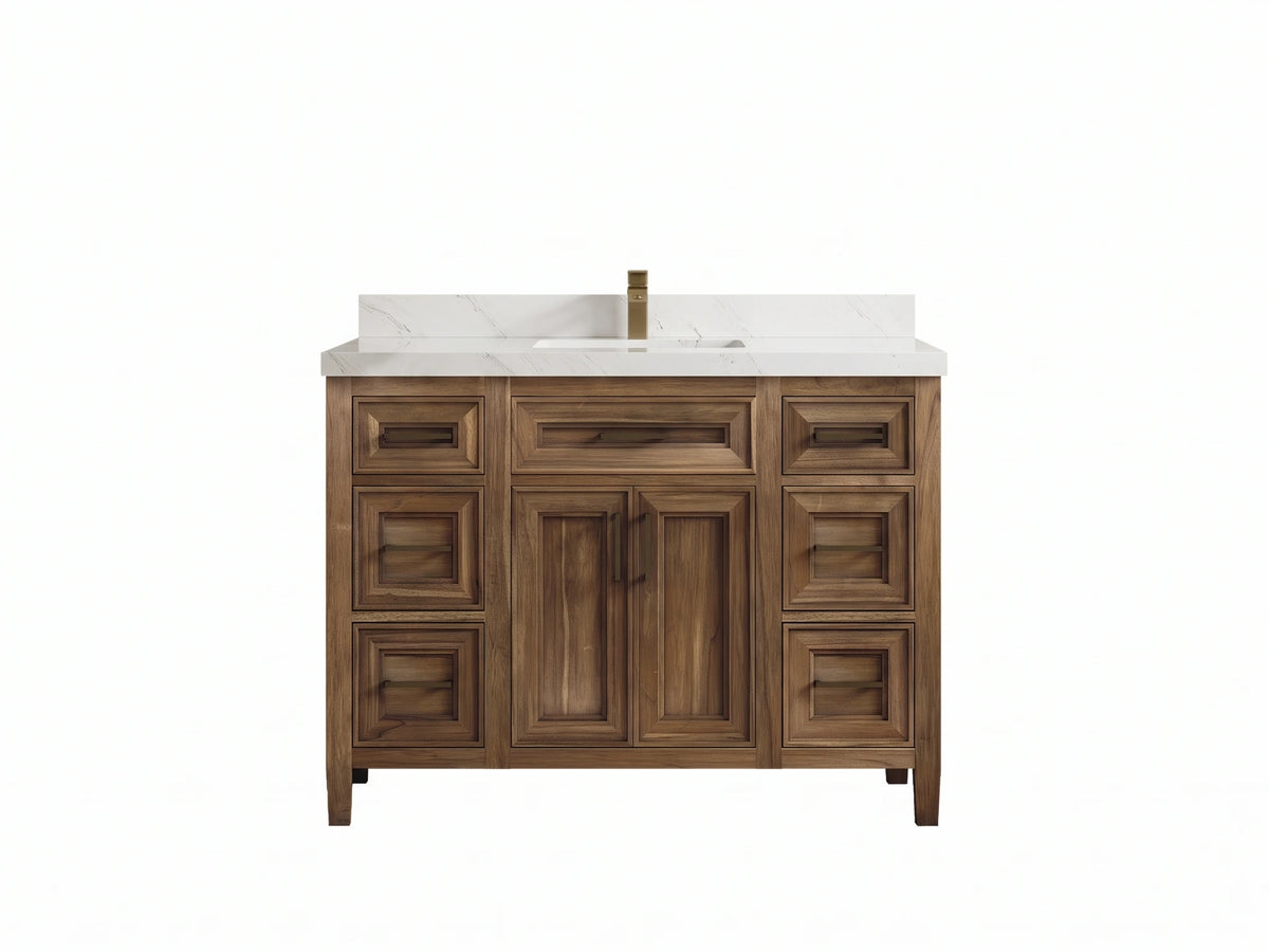Santa Monica Teak Wood 48 in. W x 22 in. D Single Sink Bathroom Vanity