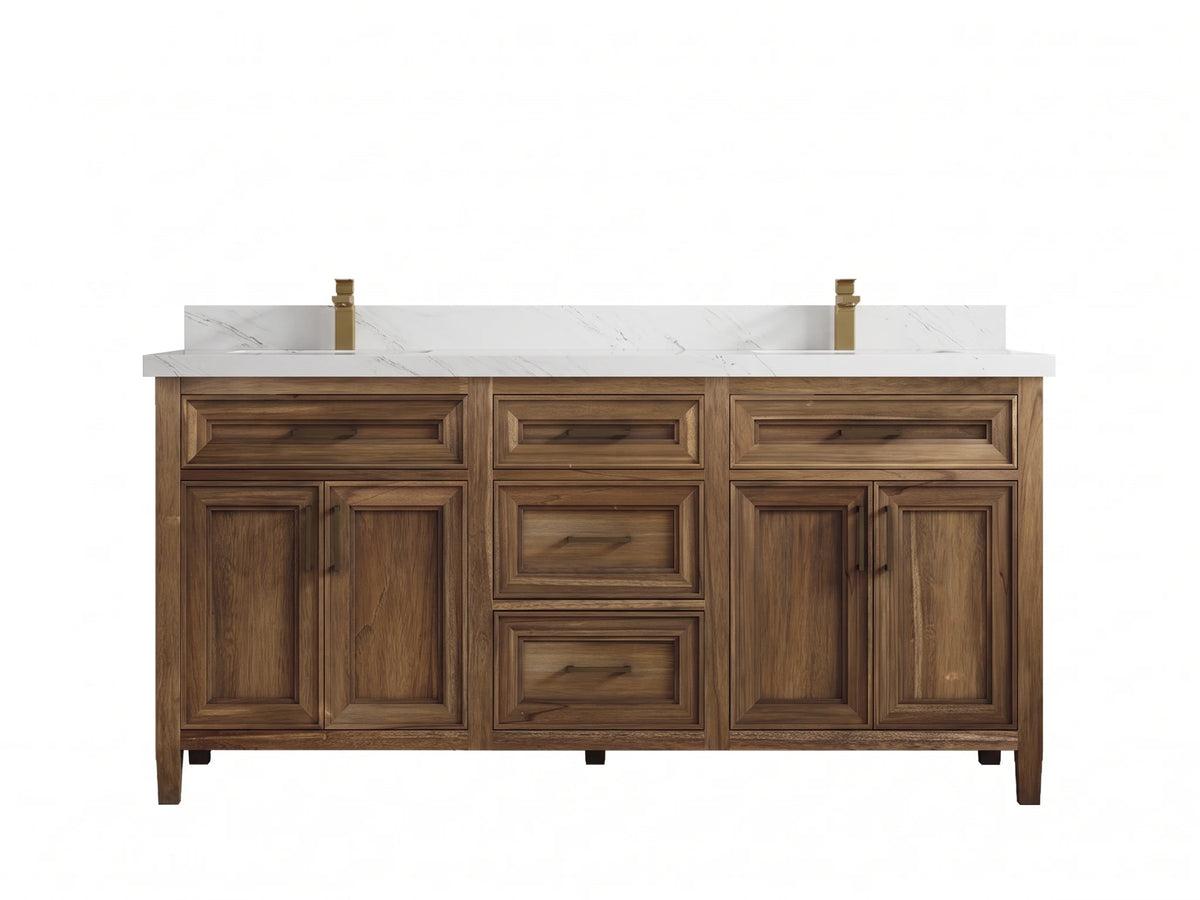 Santa Monica Teak Wood 72 in. W x 22 in. D Double Sink Bathroom Vanity