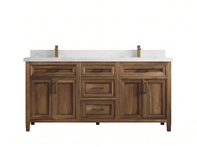 Santa Monica Teak Wood 72 in. W x 22 in. D Double Sink Bathroom Vanity