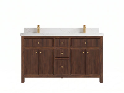 Sonoma Reeded Teak Wood 60 in. W x 22 in. D Double Sink Bathroom Vanity