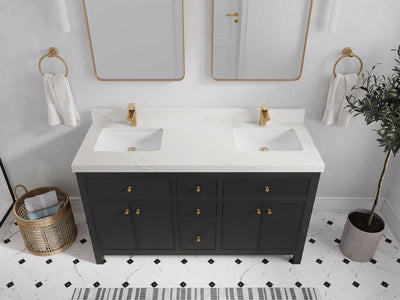 Sonoma 60 in W x 22 in D Free Standing Reeded Double Sink Bathroom Vanity
