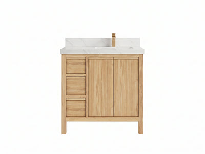 Elizabeth Teak Wood 36 in. W x 22 in. D Right Offset Sink Bathroom Vanity