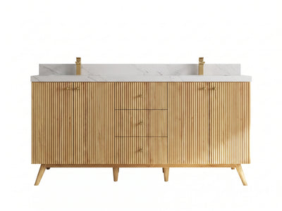 Pasadena Teak Wood 72 in. W x 22 in. D Double Sink Bathroom Vanity