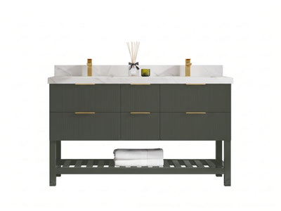 Catalina 60 in W x 22 in D Free Standing Reeded Double Sink Bathroom Vanity