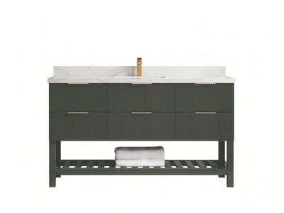 Catalina 60 in W x 22 in D Free Standing Reeded Single Sink Bathroom Vanity