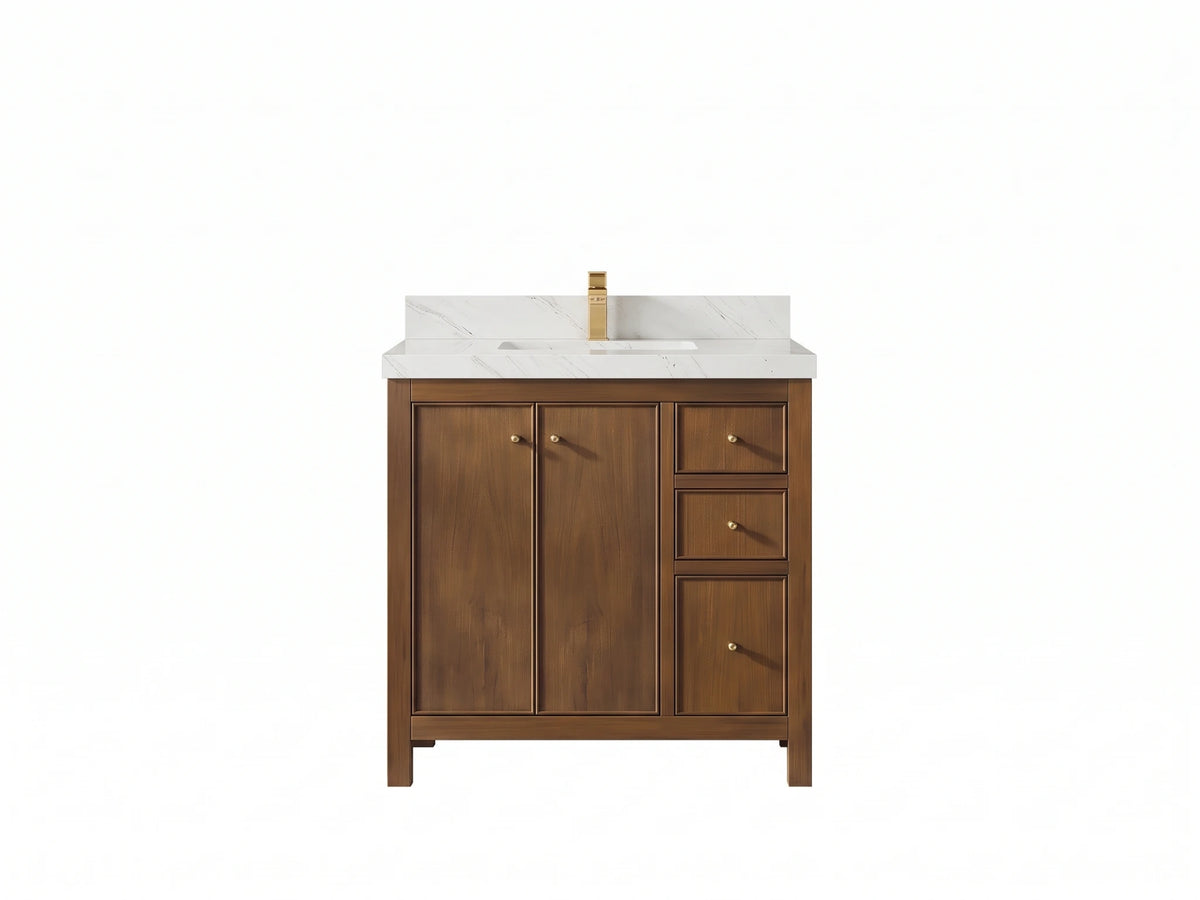 Chicago Teak 36 in. W x 22 in. D Center Sink Bathroom Vanity