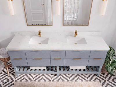 Catalina 84 in W x 22 in D Free Standing Reeded Double Sink Bathroom Vanity