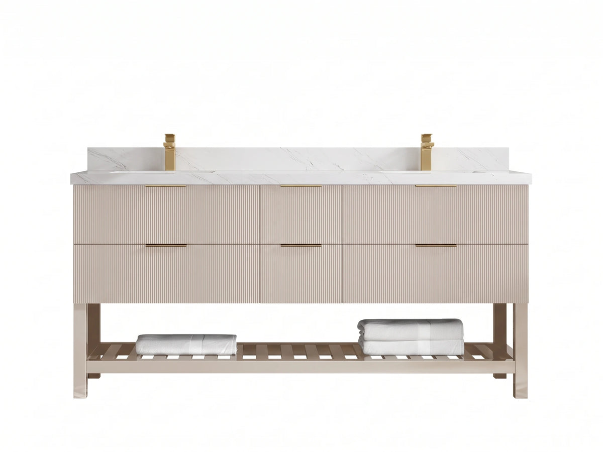 Catalina 72 in W x 22 in D Free Standing Reeded Double Sink Bathroom Vanity