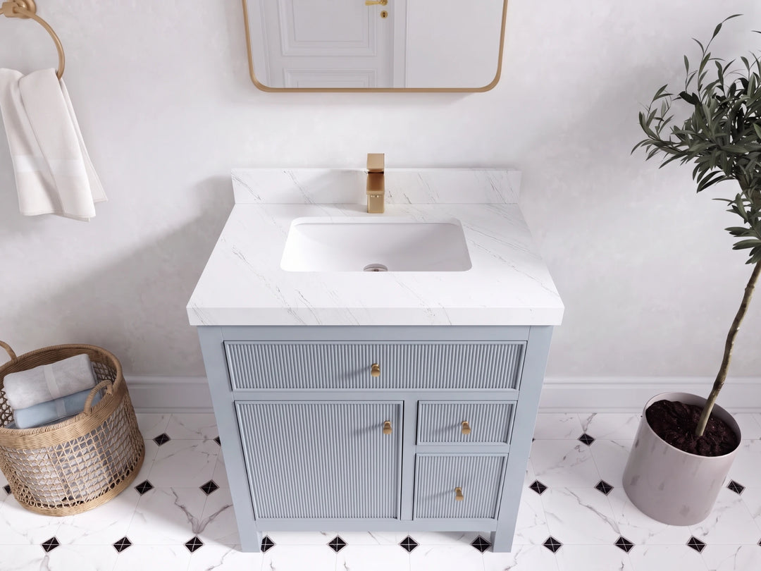 Sonoma 30 in W x 22 in D Reeded Free Standing Single Sink Bathroom Vanity | 
              
                Blue Heather
                
                  
             - SON-CAB-BLU-29 - photo №12