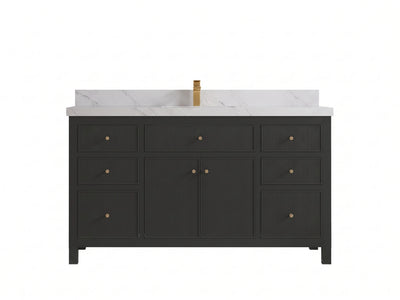 Sonoma 60 in W x 22 in D Free Standing Reeded Single Sink Bathroom Vanity