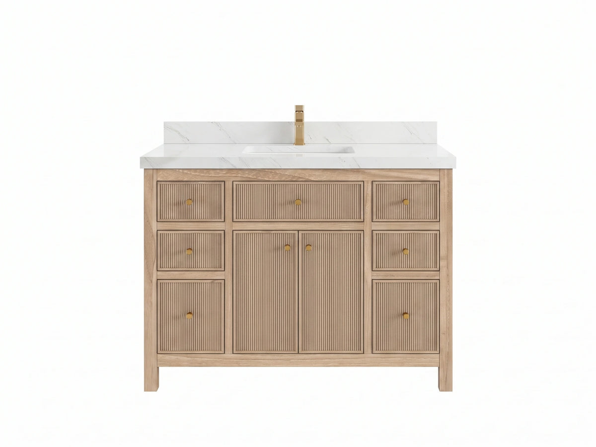 Sonoma Reeded Teak Wood 48 in. W x 22 in. D Single Sink Bathroom Vanity