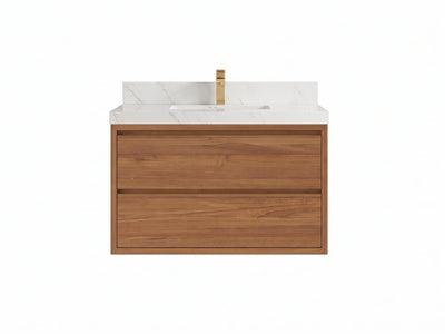 Madison Floating Teak Wood 36 in. W x 22 in. D Center Sink Bathroom Vanity