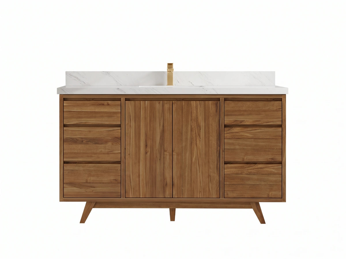 Madison Teak Wood 60 in. W x 22 in. D Single Sink Bathroom Vanity