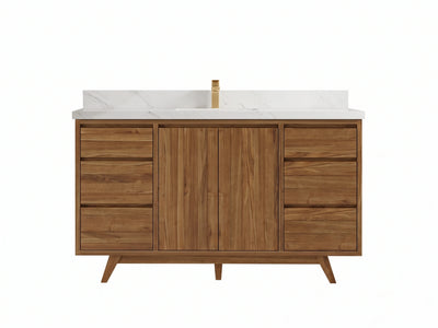 Madison Teak Wood 60 in. W x 22 in. D Single Sink Bathroom Vanity