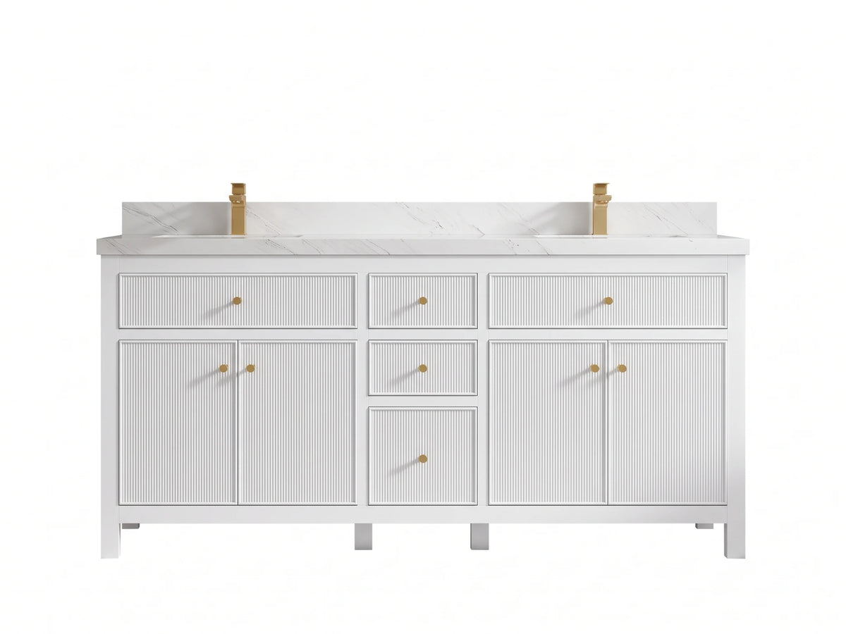 Sonoma 72 in W x 22 in D Free Standing Reeded Double Sink Bathroom Vanity