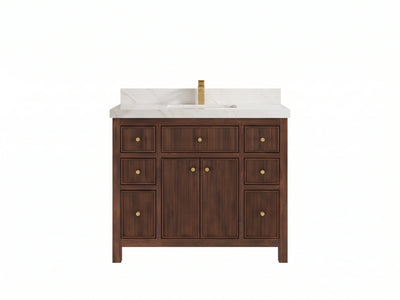 Sonoma Reeded Teak Wood 42 in. W x 22 in. D Single Sink Bathroom Vanity