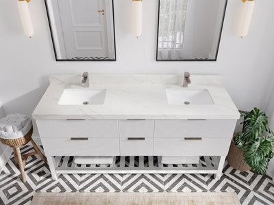Catalina 72 in W x 22 in D Free Standing Reeded Double Sink Bathroom Vanity