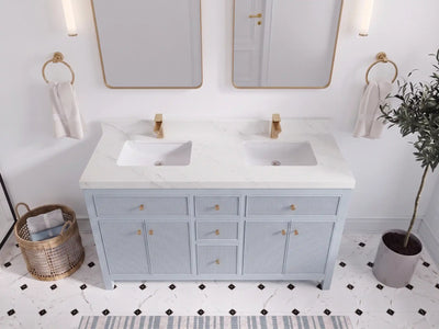 Sonoma 60 in W x 22 in D Free Standing Reeded Double Sink Bathroom Vanity