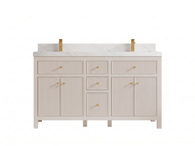 Sonoma 60 in W x 22 in D Free Standing Reeded Double Sink Bathroom Vanity