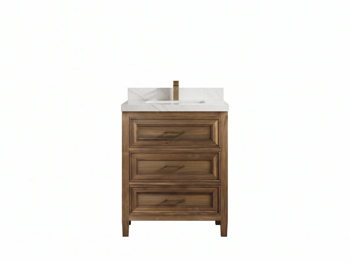 Santa Monica Teak Wood 30 in. W x 22 in. D Single Sink Bathroom Vanity