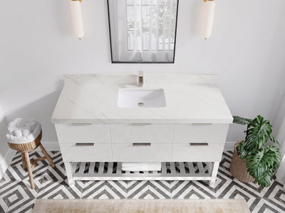 Catalina 60 in W x 22 in D Free Standing Reeded Single Sink Bathroom Vanity