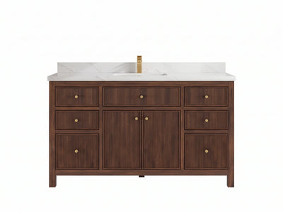 Sonoma Reeded Teak Wood 60 in. W x 22 in. D Single Sink Bathroom Vanity