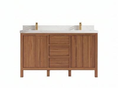 Elizabeth Teak Wood 60 in. W x 22 in. D Double Sink Bathroom Vanity
