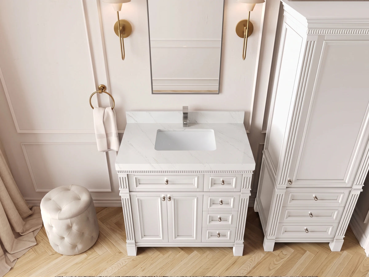 Paris 36 in. W x 22 in. D Bathroom Vanity with Center Sink