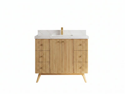 Pasadena Teak Wood 42 in. W x 22 in. D Single Sink Bathroom Vanity