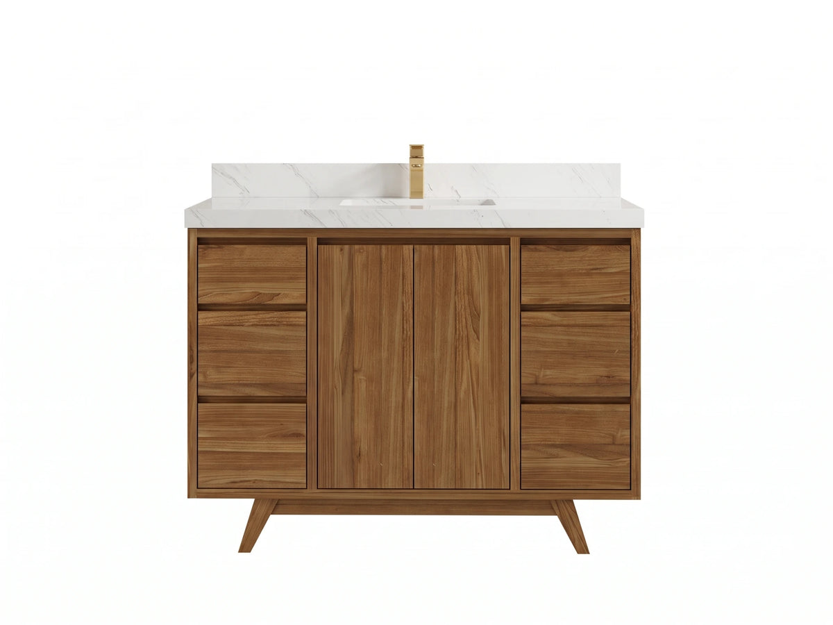 Madison Teak Wood 48 in. W x 22 in. D Single Sink Bathroom Vanity