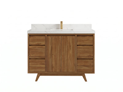 Madison Teak Wood 48 in. W x 22 in. D Single Sink Bathroom Vanity