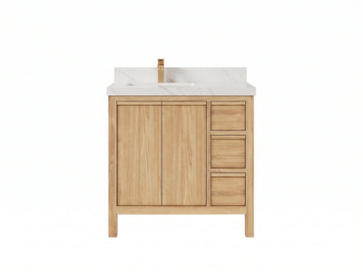 Elizabeth Teak Wood 36 in. W x 22 in. D Left Offset Sink Bathroom Vanity