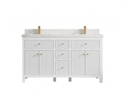 Sonoma 60 in W x 22 in D Free Standing Reeded Double Sink Bathroom Vanity