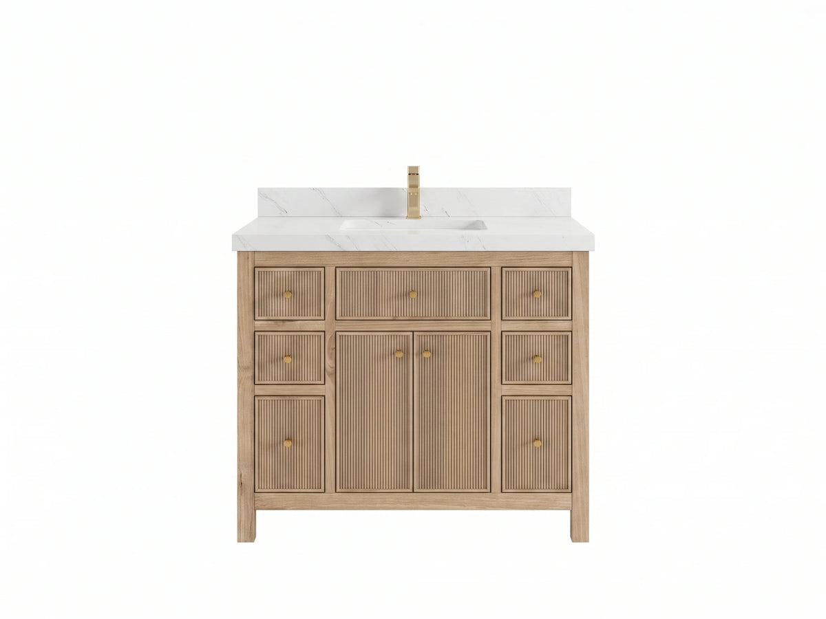 Sonoma Reeded Teak Wood 42 in. W x 22 in. D Single Sink Bathroom Vanity