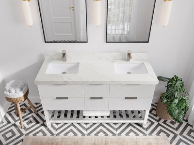 Catalina 60 in W x 22 in D Free Standing Reeded Double Sink Bathroom Vanity