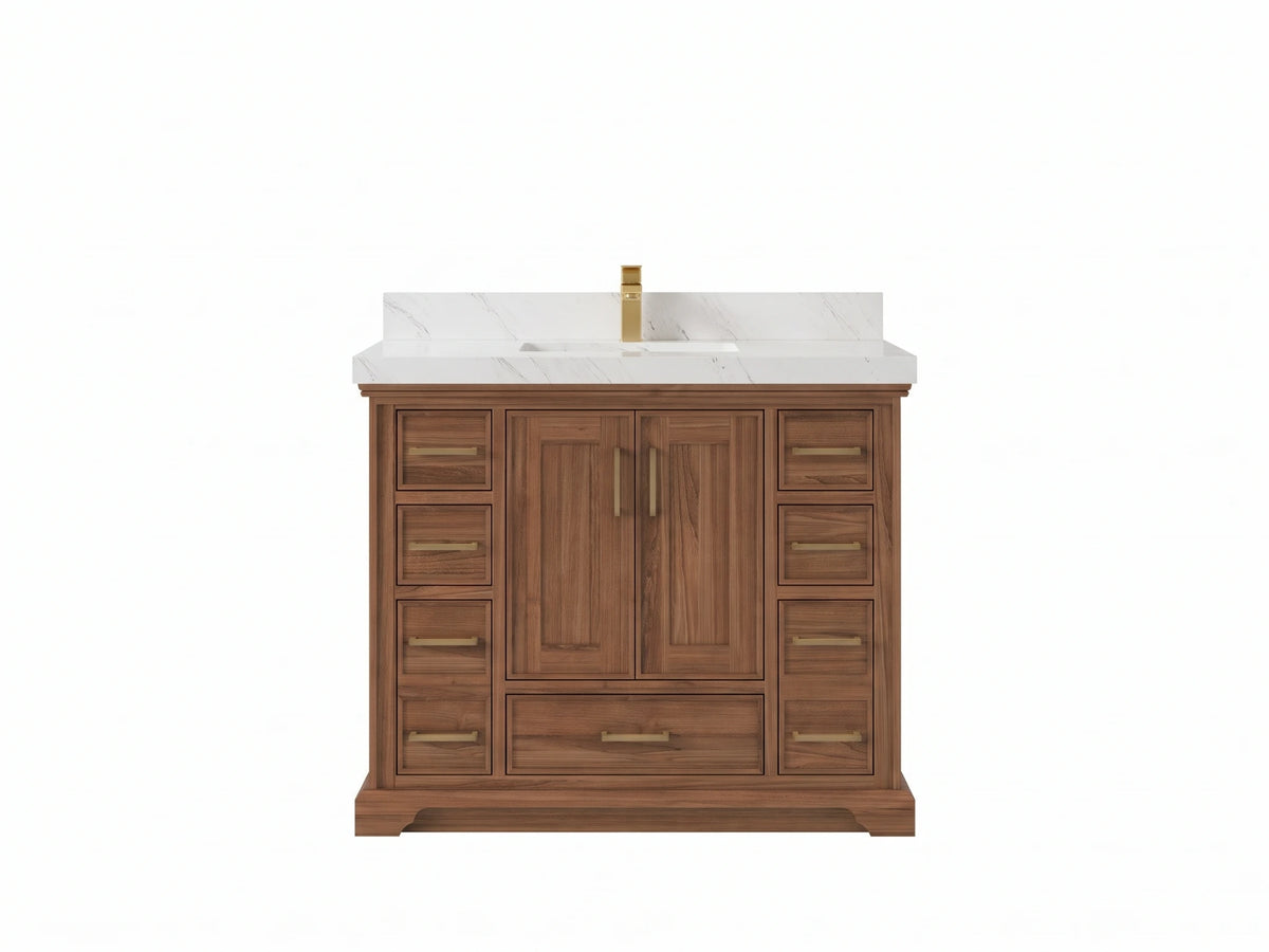 Charlotte Teak Wood 42 in. W x 22 in. D Single Sink Bathroom Vanity