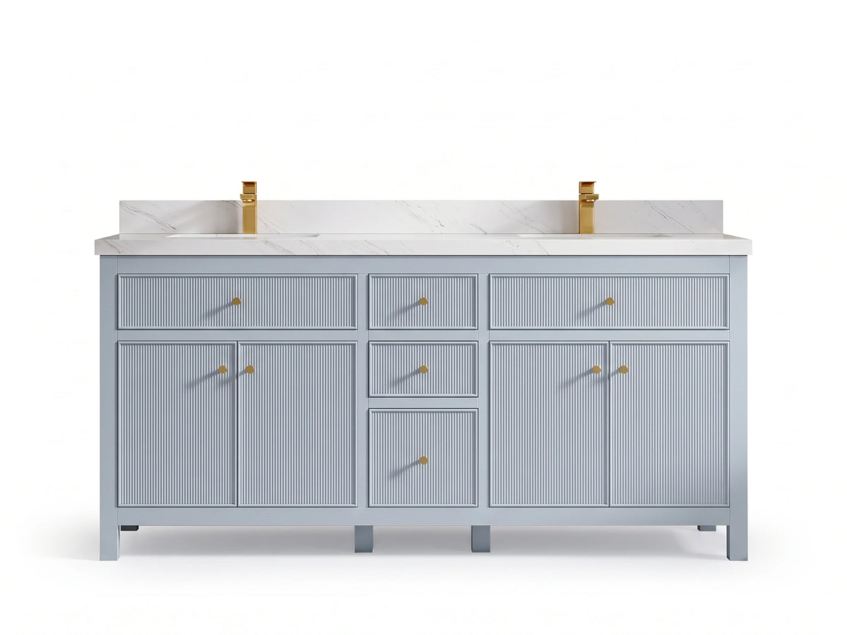 Sonoma 72 in W x 22 in D Free Standing Reeded Double Sink Bathroom Vanity