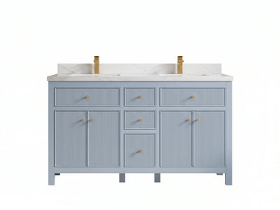 Sonoma 60 in W x 22 in D Free Standing Reeded Double Sink Bathroom Vanity