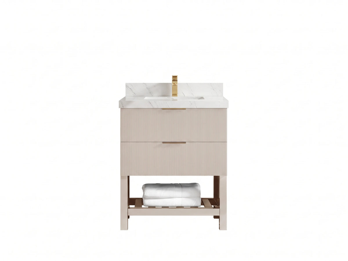 Catalina 30 in W x 22 in D Free Standing Reeded Single Sink Bathroom Vanity