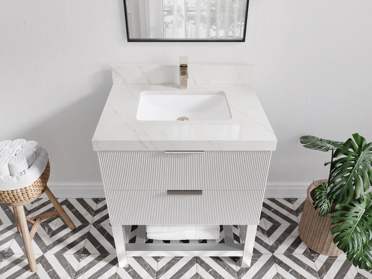 Catalina 30 in W x 22 in D Free Standing Reeded Single Sink Bathroom Vanity