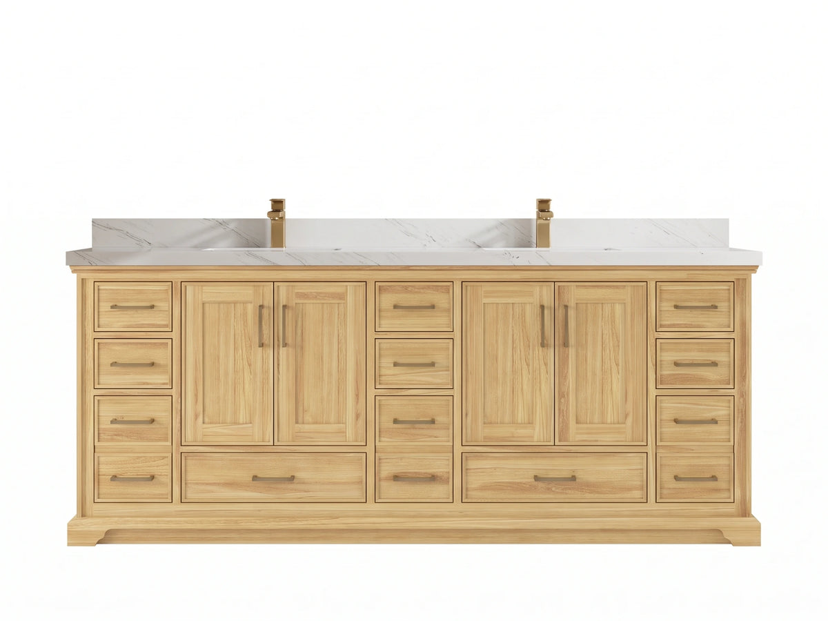 Charlotte Teak Wood 84 in. W x 22 in. D Double Sink Bathroom Vanity